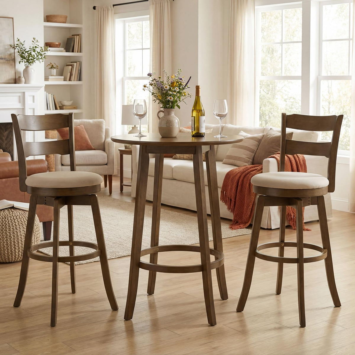 Goflame 30.5" Swivel Bar Stools Set of 2/4 with Fabric Upholstered Seat, High Back