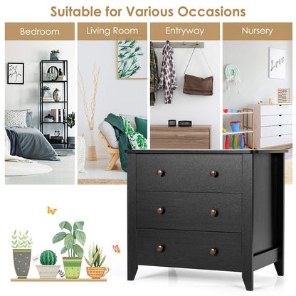 Goflame Modern Simple Dresser 3-Drawers Chest with Solid Curved Legs