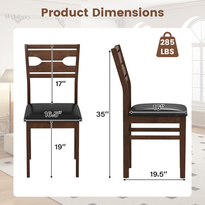 Goflame Wooden Dining Chairs Set of 2/4 PU Leather Upholstered Kitchen Armless Chair