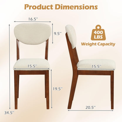 Goflame Sherpa Dining Chairs Set of 4 Modern Kitchen Chair w/Rubber Wood Legs