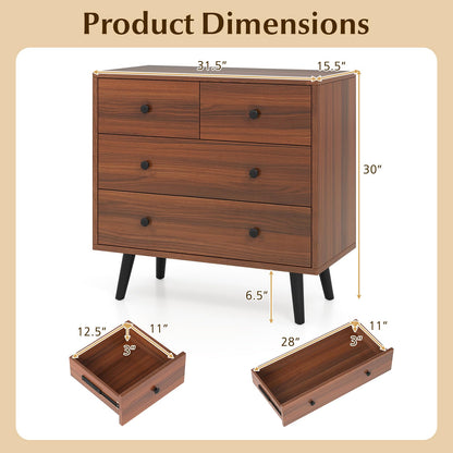 Goflame 4-Drawers Dresser for Bedroom | Wide Wooden Chest Drawers with Anti-Toppling Devices