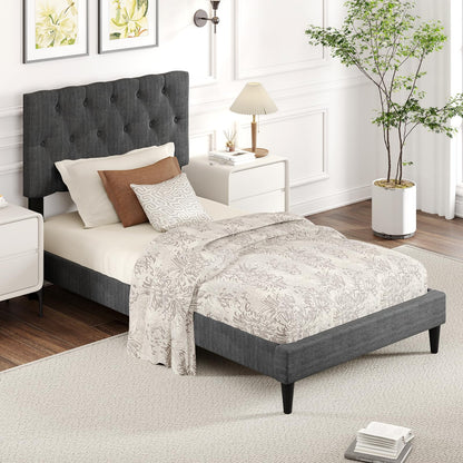 Modern Queen/Full/Twin Size Upholstered Platform Bed Frame with Diamond Tufting Headboard