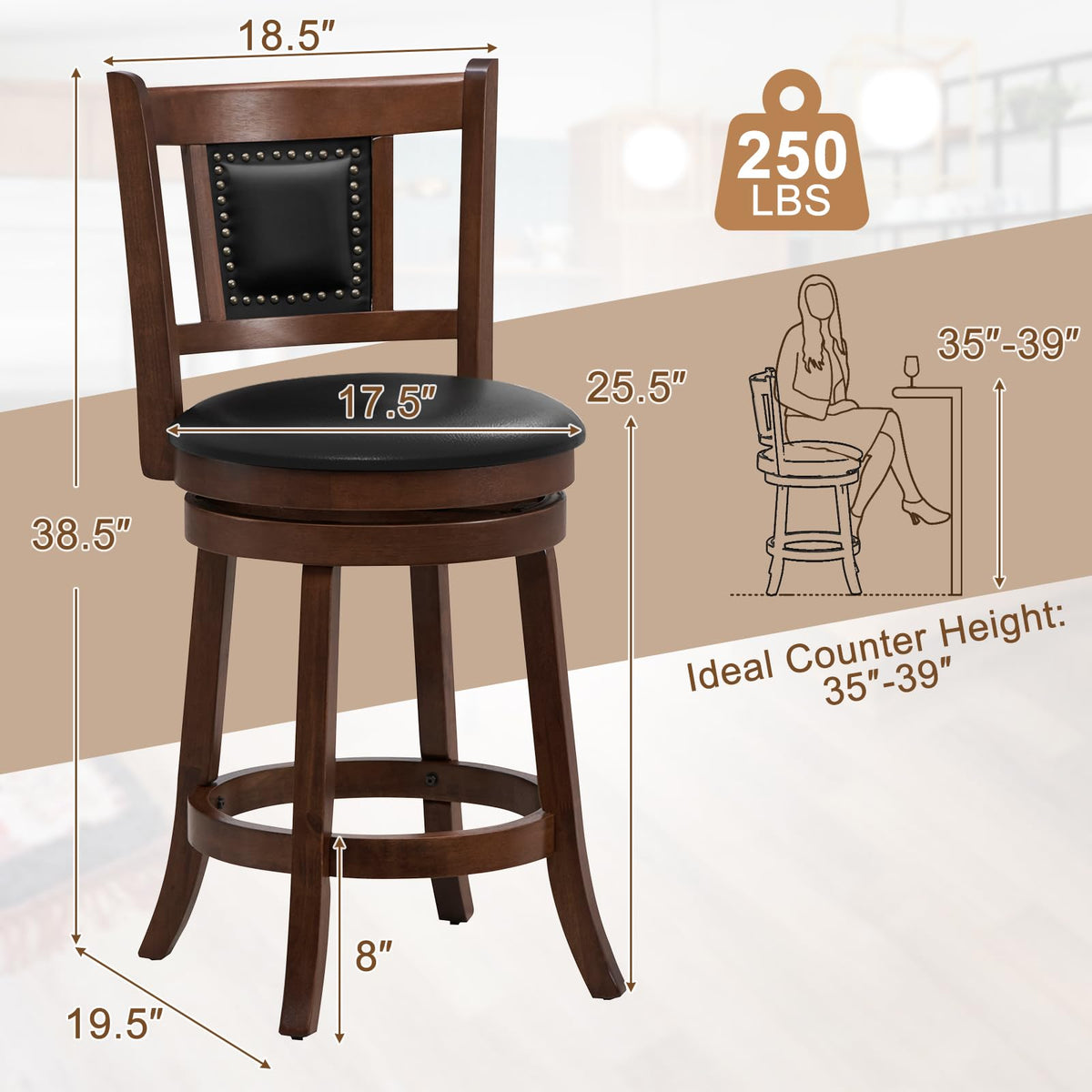 Goflame Swivel Bar Stools Set