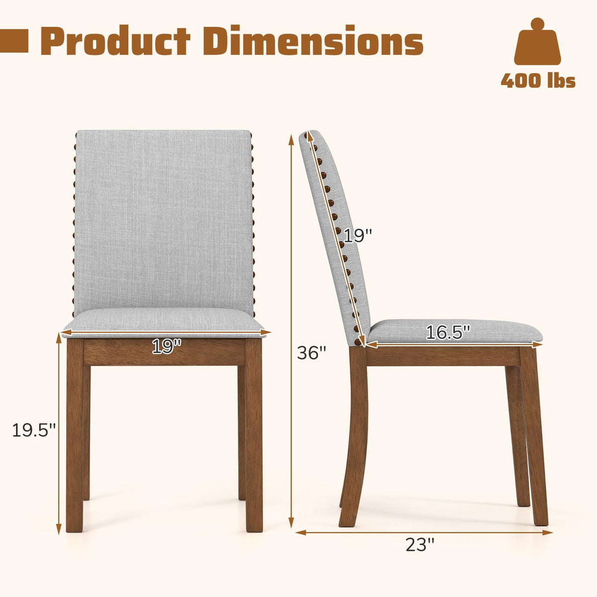 Goflame Upholstered Dining Chairs Set for Restaurant