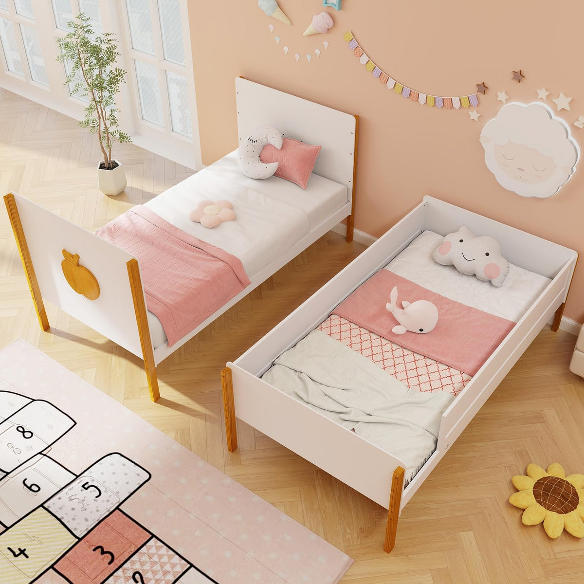 Goflame Wood Twin Over Twin Bunk Bed