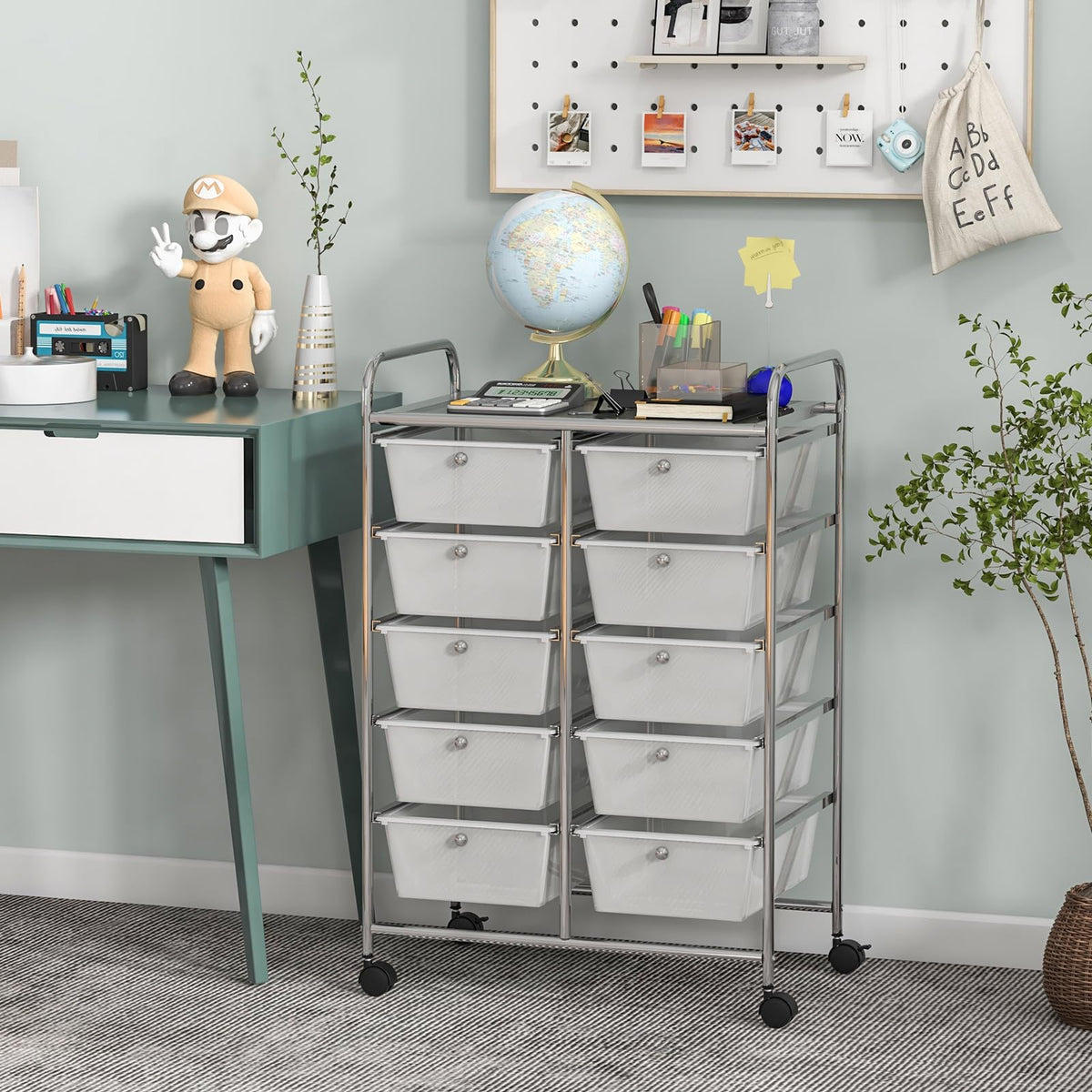 Goflame 10 Drawers Rolling Cart, Classroom Organizers