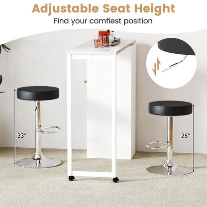 Goflame Adjustable Height PU Leather Bar Chair with Swivel Padded Seat