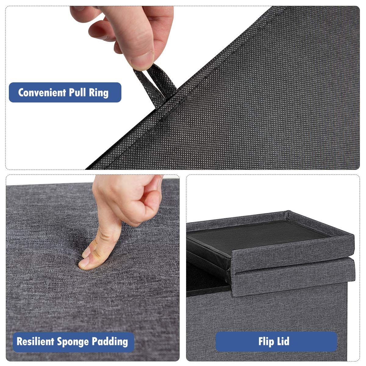 Goflame Folding Storage Ottoman 30 Inches W/ Lift Top