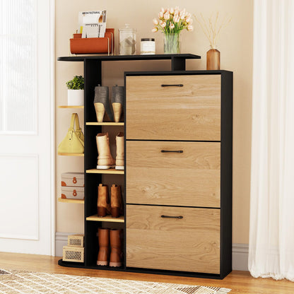 Goflame Shoe Cabinet with 3 Flip Drawers