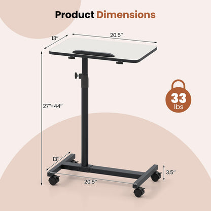 Goflame Overbed Table with Wheels Medical Adjustable Bedside Table
