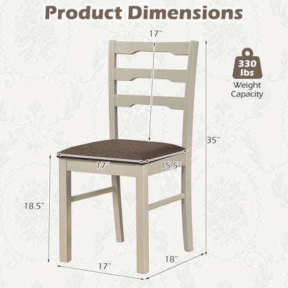 Goflame Wood Farmhouse Upholstered Kitchen Chairs with Ladder Back Design (2/4)