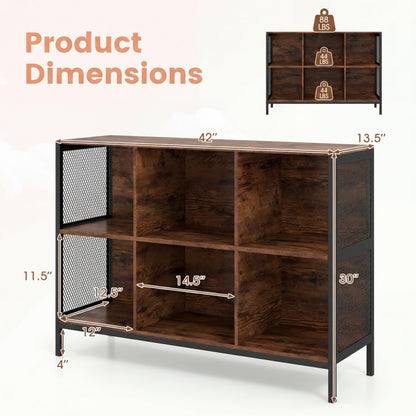 Goflame Industrial Accent 42" Wide Bookcase with 6 Cubes