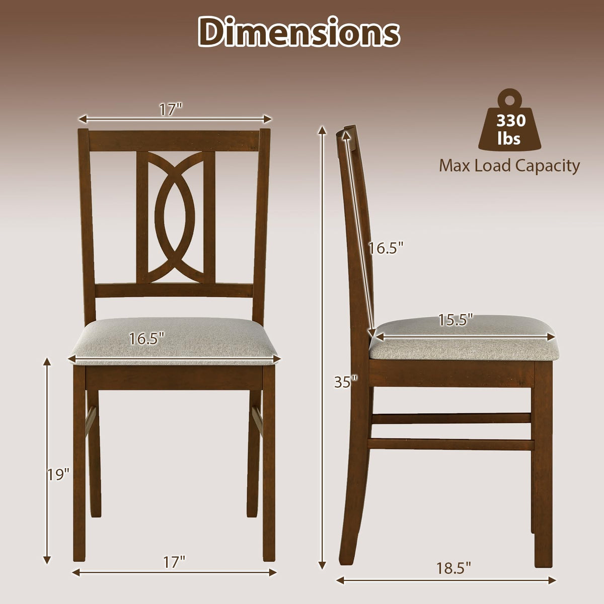 Goflame Dining Chairs Rubber Wood Dining Room Chairs (2/4)