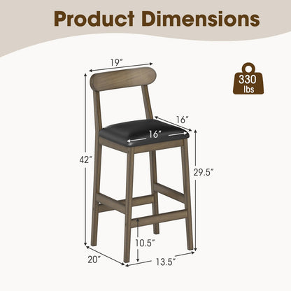 Goflame Farmhouse Bar Stools Set of 2/4 with Rubber Wood Legs for Kitchen