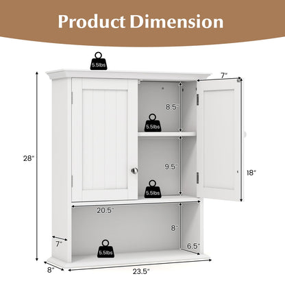 Goflame Wall Mounted Medicine Cabinets - Above Toilet Bathroom Cabinet with Adjustable Shelf