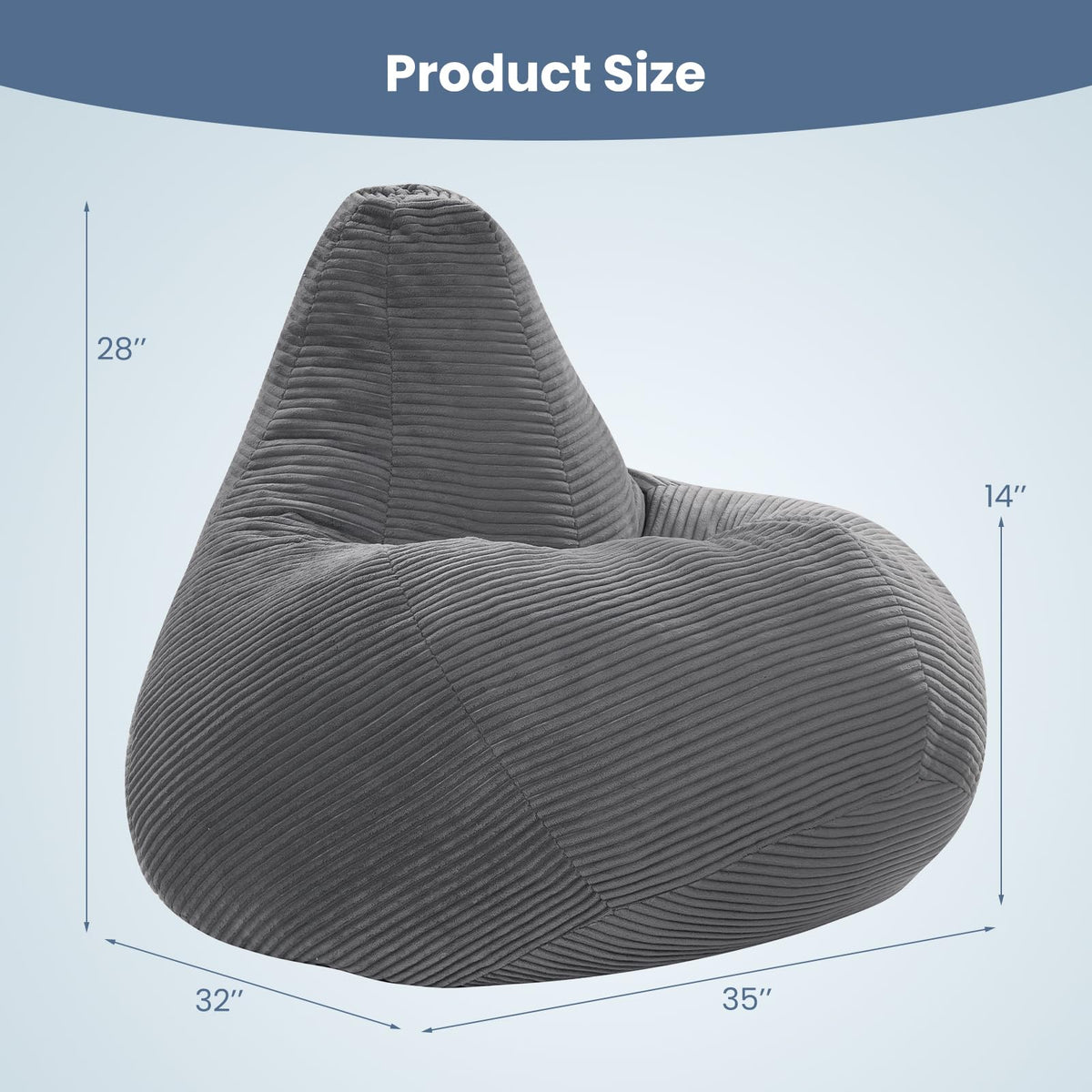 Goflame Bean Bag Chair for Adults | Accent Lazy Sofa with Skin-Friendly Corduroy Cover & Soft Sponge Filling