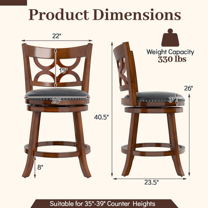 Goflame Swivel Bar Stools Set of 2/4 with Upholstered Seat