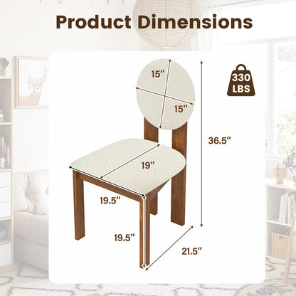 Goflame Sherpa Dining Chairs Set of 2/4 Mid Century Modern Kitchen Chairs w/Rubber Wood Legs
