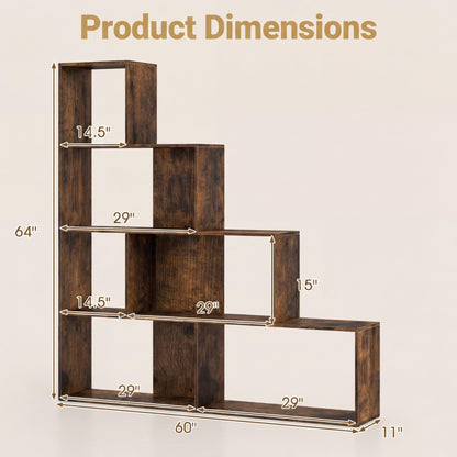 Goflame 6 Cube Geometric 4-Tier L-Shaped Bookcase with Cubes (1/2)
