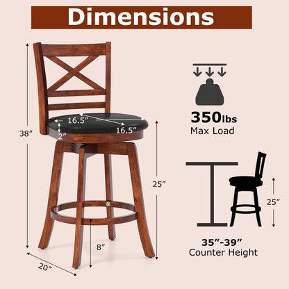Goflame 25 Inch Swivel Bar Stools Set of 2/4 with PU Faux Leather Upholstered Seat