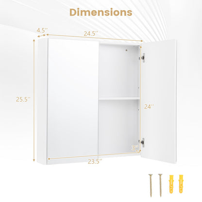 Goflame Medicine Cabinet, 24.5" x 25.5" Bathroom Wall Cabinet with 2 Mirror Door