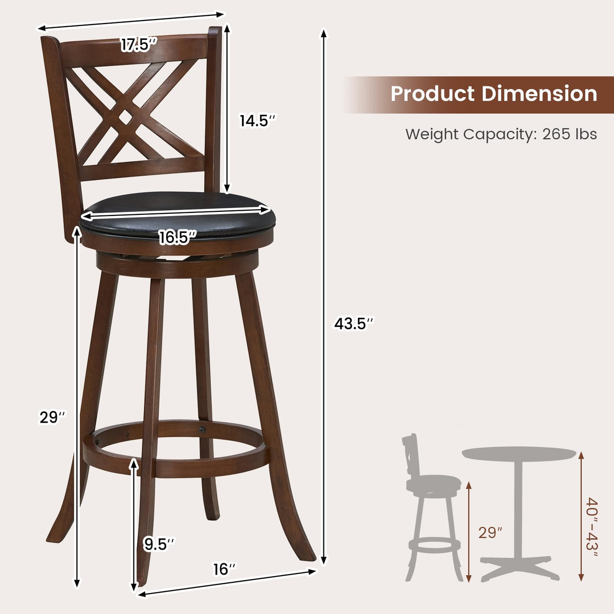 360° Swivel Barstools Set of 2 - Goflame