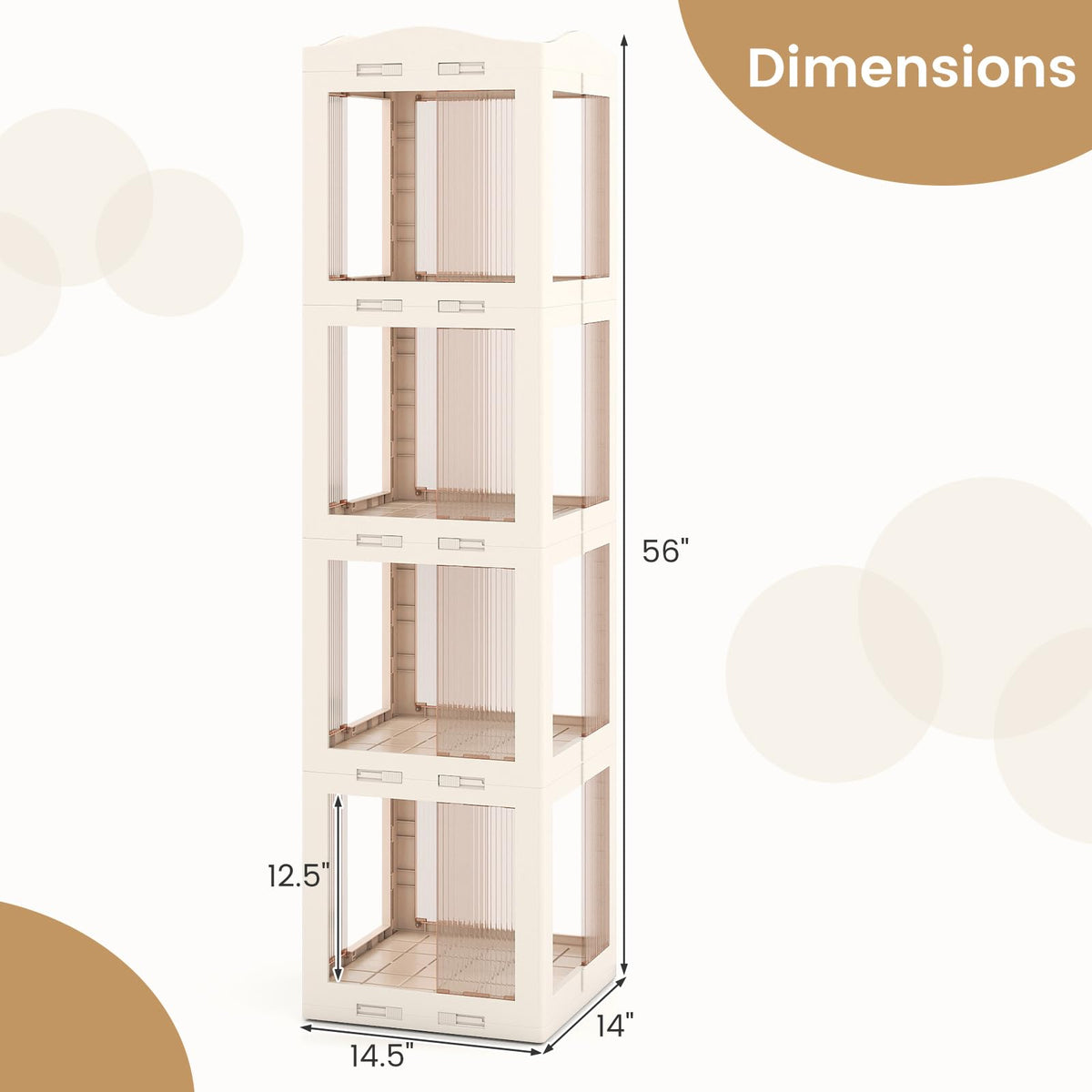 Goflame 4-Tier Spinning Bookcase w/Swivel Base | Translucent Storage Organizer for Living Room