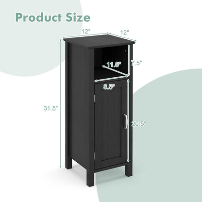 Goflame Narrow Bathroom Storage Cabinet - Corner Unit with Open Compartment, Adjustable Shelf