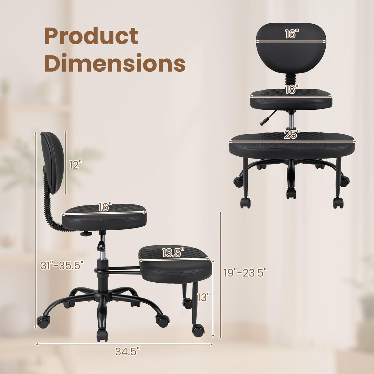 Goflame Ergonomic Criss Cross Meditation Office Chair with Wheels