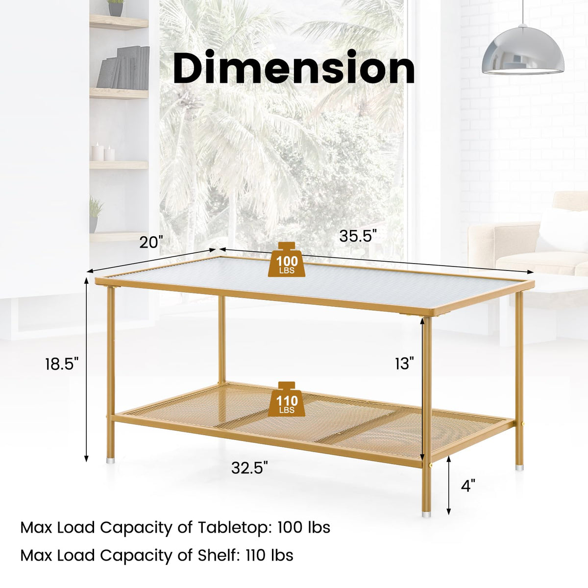 Goflame 2-Tier Modern Coffee Table