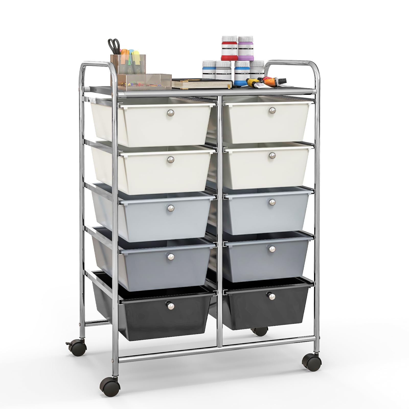 10 Drawers Rolling Cart, Classroom Organizers - Goflame