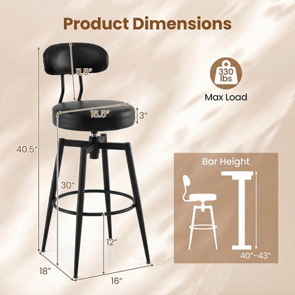 Goflame Swivel Barstools Set of 2/4 Faux Leather 31 Inch Bar Height Stools w/Upholstered Seat & Back