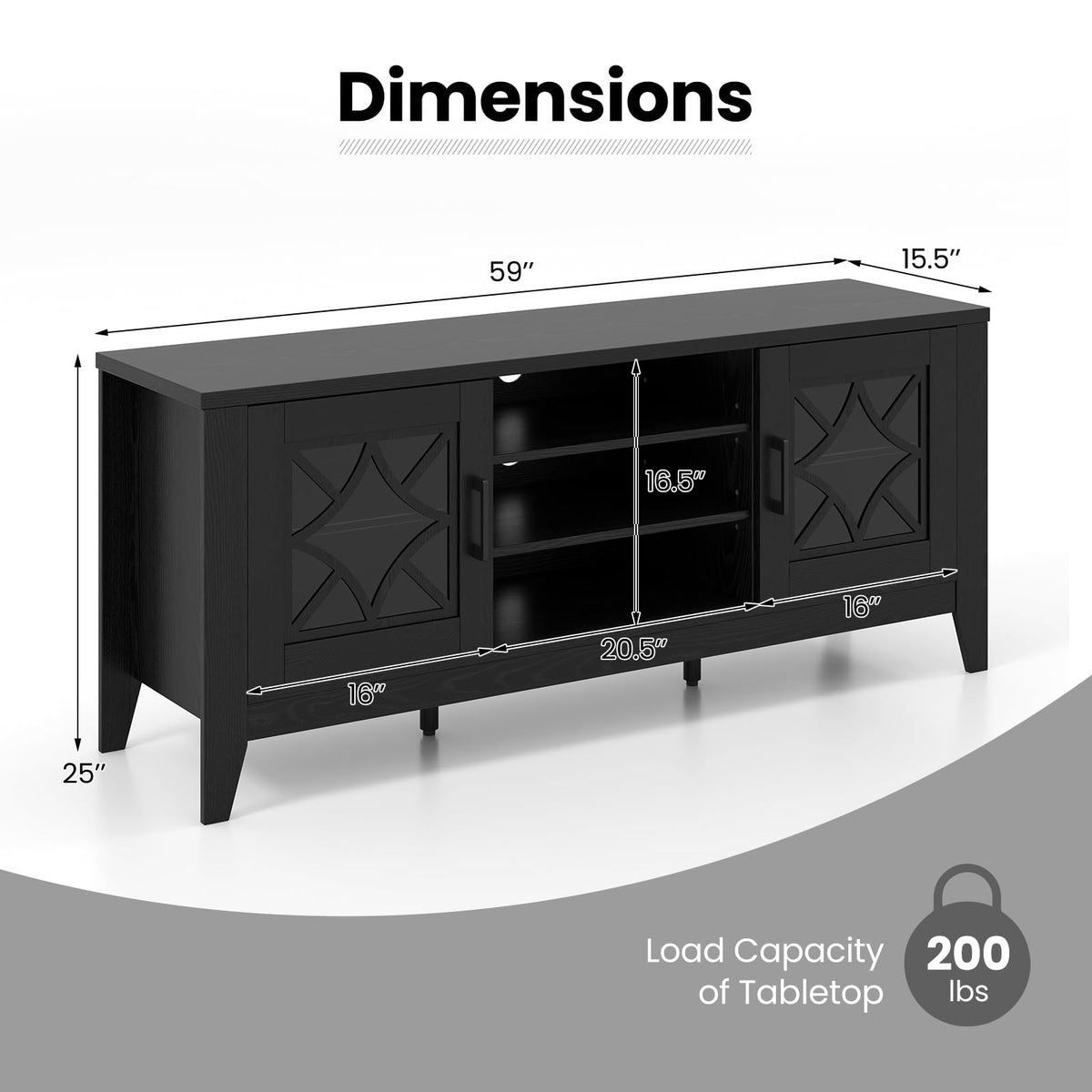 Goflame TV Stand for TVs up to 65”, Entertainment Center with 3-Position Adjustable Shelves