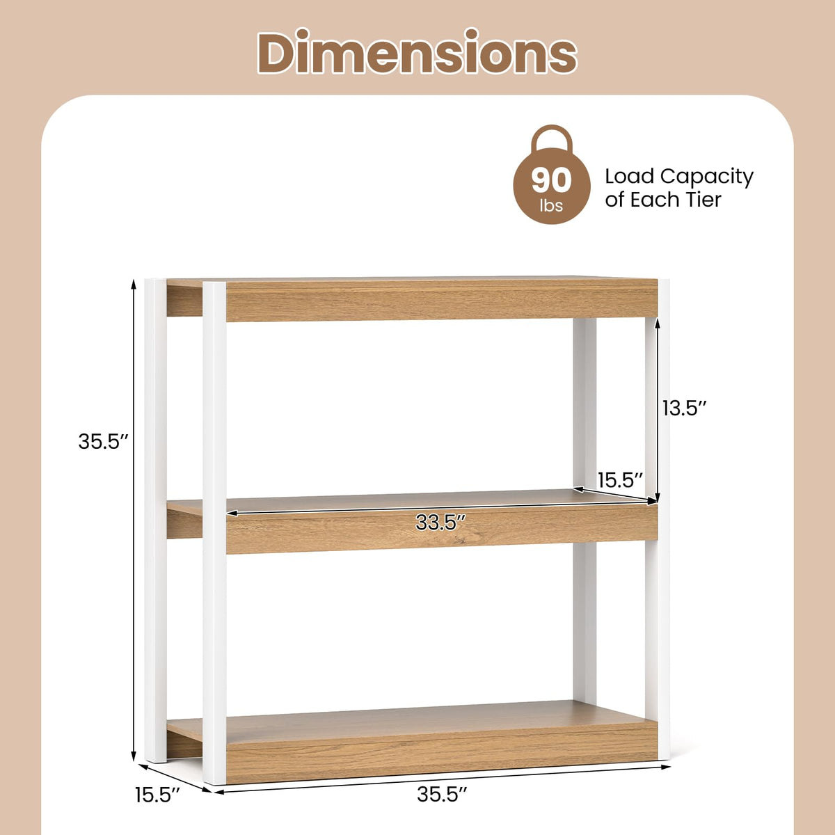 Goflame 3 Tier Bookshelf