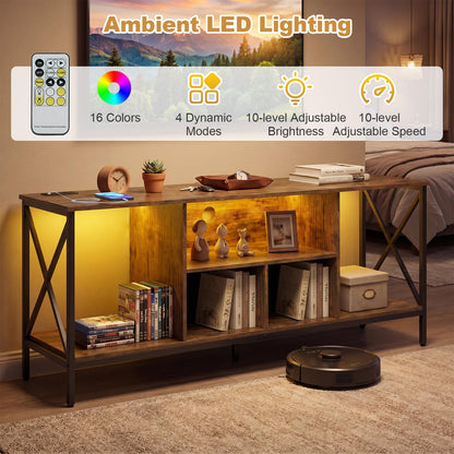 Goflame TV Stand with LED Lights for 65 Inch TV