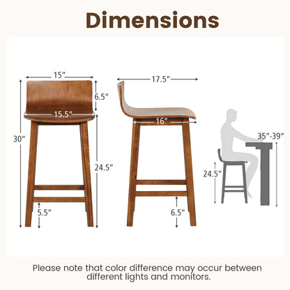 Goflame 2 or 4 Bar Stools Set with Low Back & Footrest