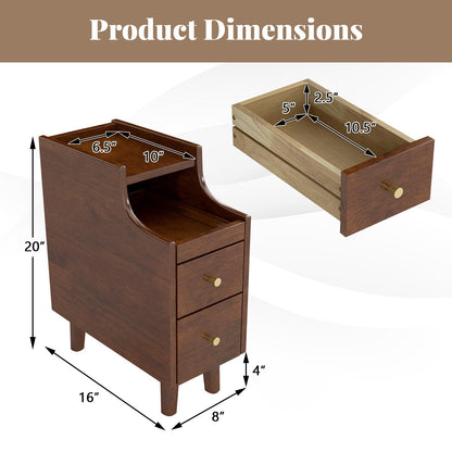 Goflame Narrow Nightstand with 2 Drawers for Small Spaces (1/2)
