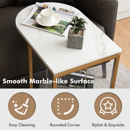 Goflame Side Table, 2-Tier C-Shaped End Table