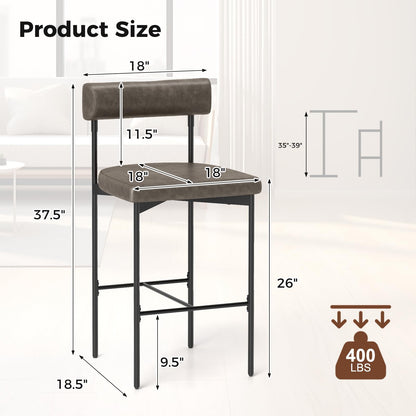 Goflame Counter Height Bar Stools, 26 Inch Upholstered Bar Chairs with Back