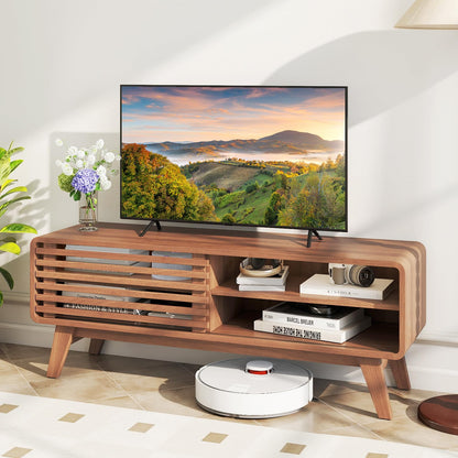 Goflame TV Stand for TVs up to 55" with Sliding Door and Adjustable Shelves for Living Room