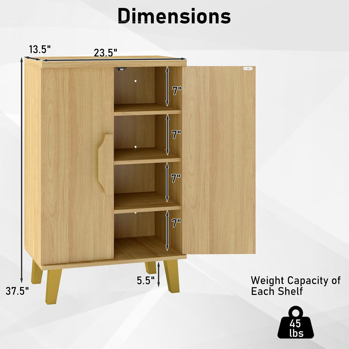 Goflame Sideboard Buffet Cabinet, Kitchen Storage Cabinet with Double Doors & Removable Shelves (Natural Oak,1)
