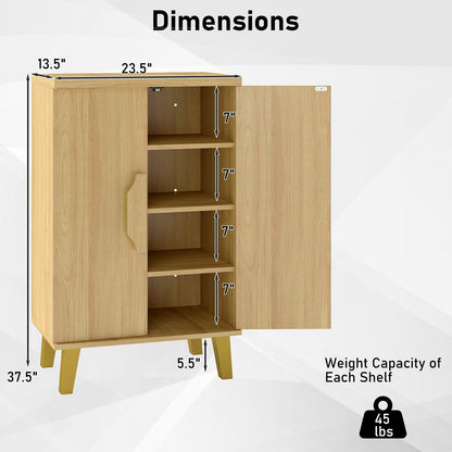 Goflame Sideboard Buffet Cabinet, Kitchen Storage Cabinet with Double Doors & Removable Shelves (Natural Oak,1)