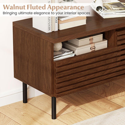 Goflame Mid Century Modern TV Stand with Fluted Entertainment Center