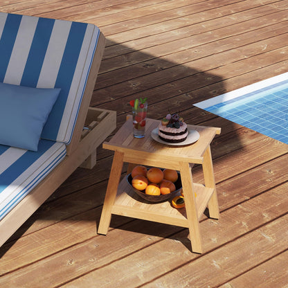 Goflame Teak Shower Bench with Shelf