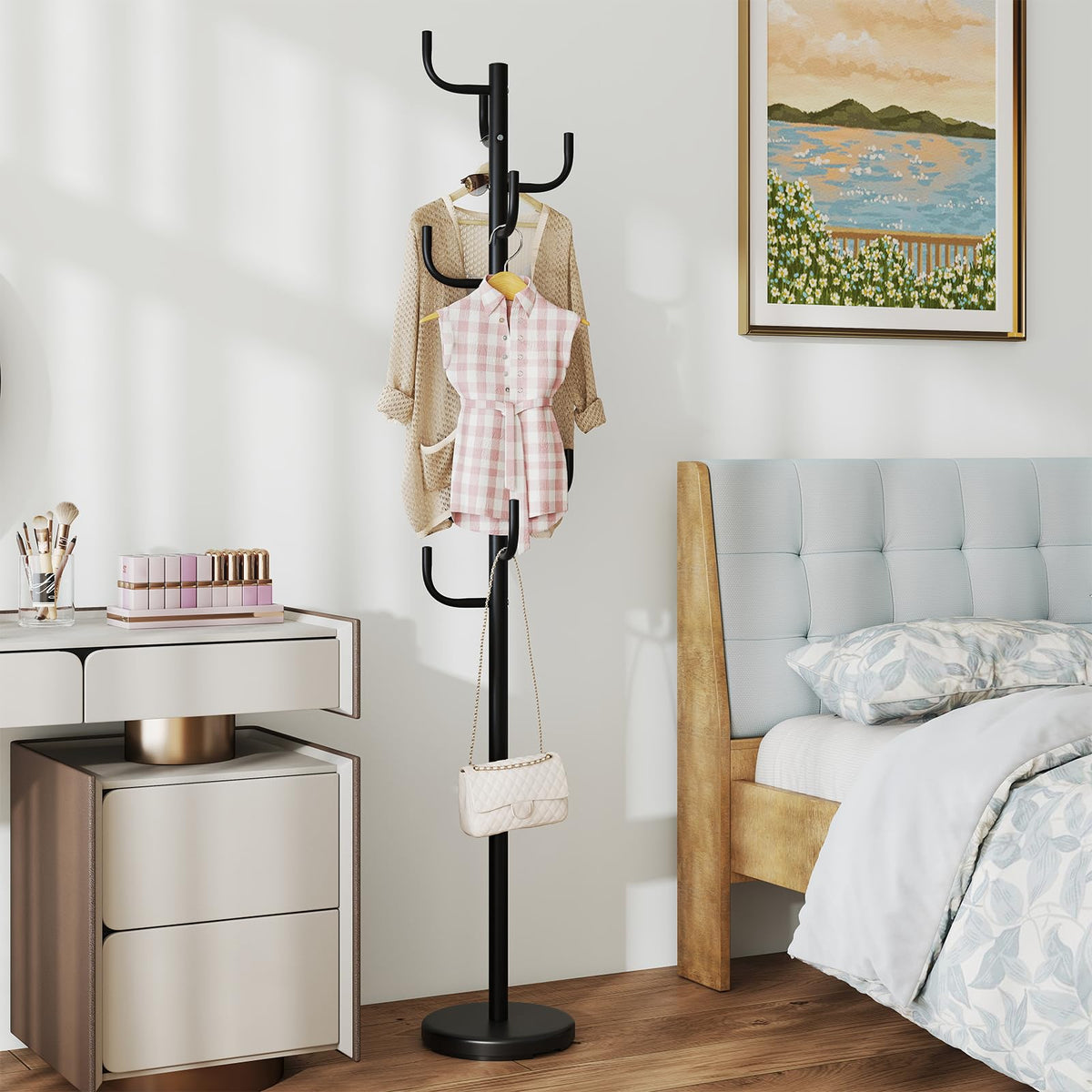 Goflame 69" Metal Coat Rack 8-Hook Cactus Clothes Stand