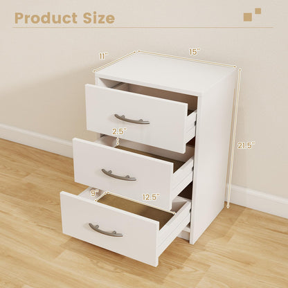 Goflame Nightstand with 3 Drawers, Modern Night Stand with Storage Drawers, White