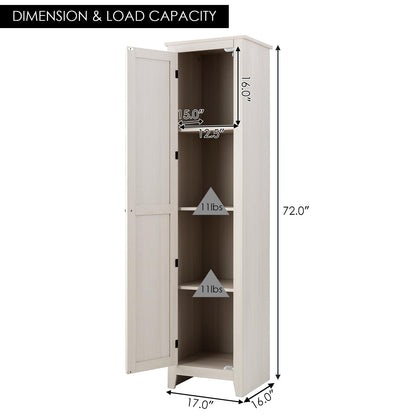 Goflame Tall Storage Cabinet Freestanding Floor Storage Tower with Four Shelves and Single Door