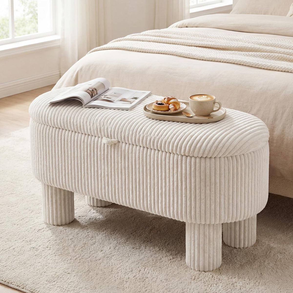 Goflame 42'' Storage Ottoman Bench with Hidden Storage Compartment & Legs