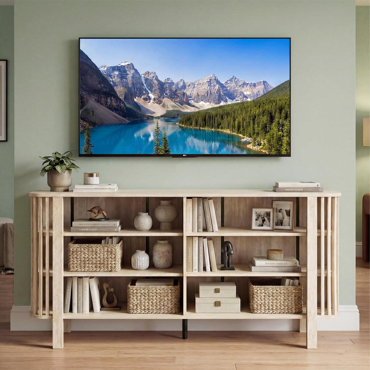 Goflame 59" TV Stand for TVs Up to 55 Inches | Modern Entertainment Center with Adjustable Shelves