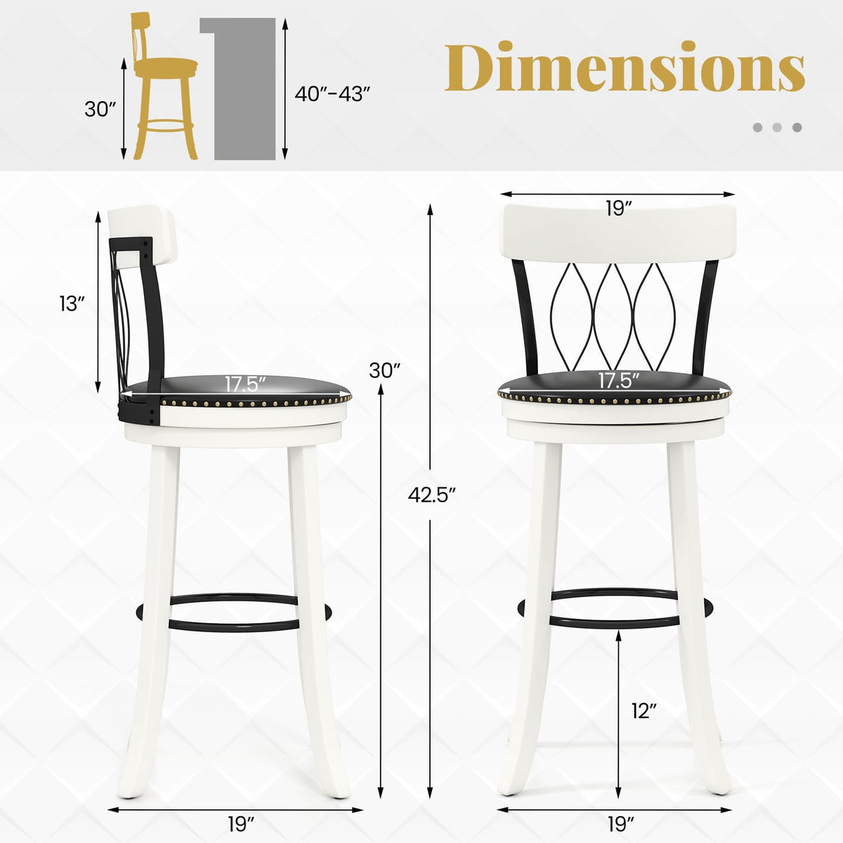 Goflame Swivel Bar Height Bar Chairs with Footrest